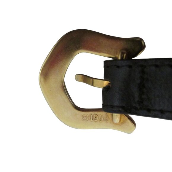 Womens Thin Metal Gold Belt Size 26-29 On Leather Strap main image 6